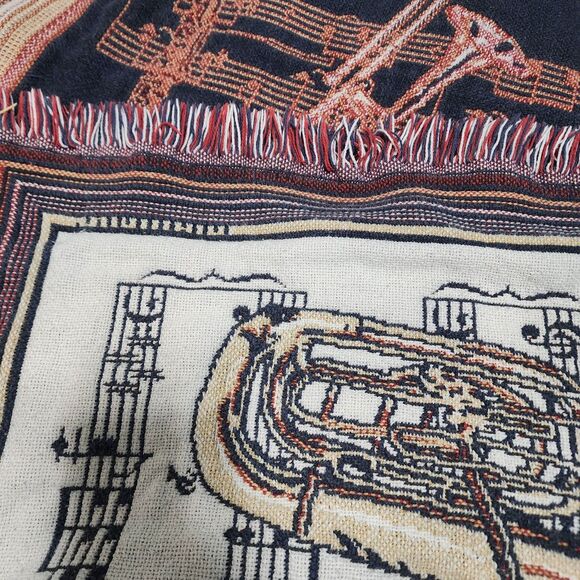 Goodwin  Weavers Musical Instrumental Tapestry Throw Blanket  100% Cotton USA - Picture 4 of 4